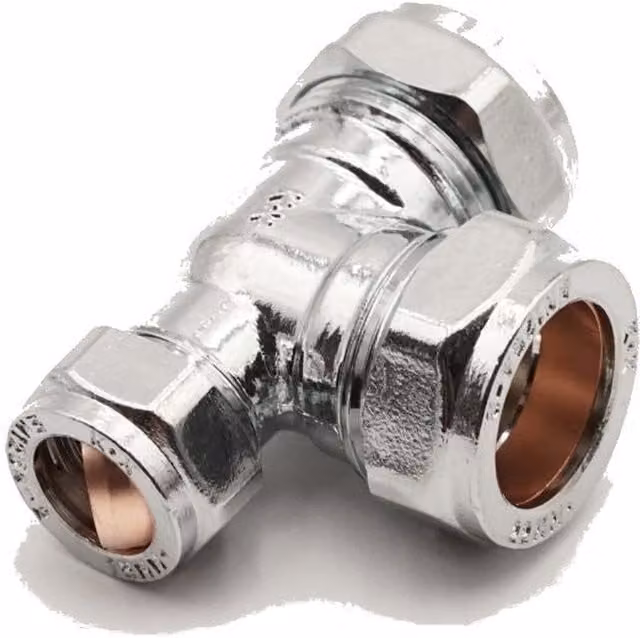PrimaPlus Silver Chrome Compression Reduced Tee Brass Water Fitting