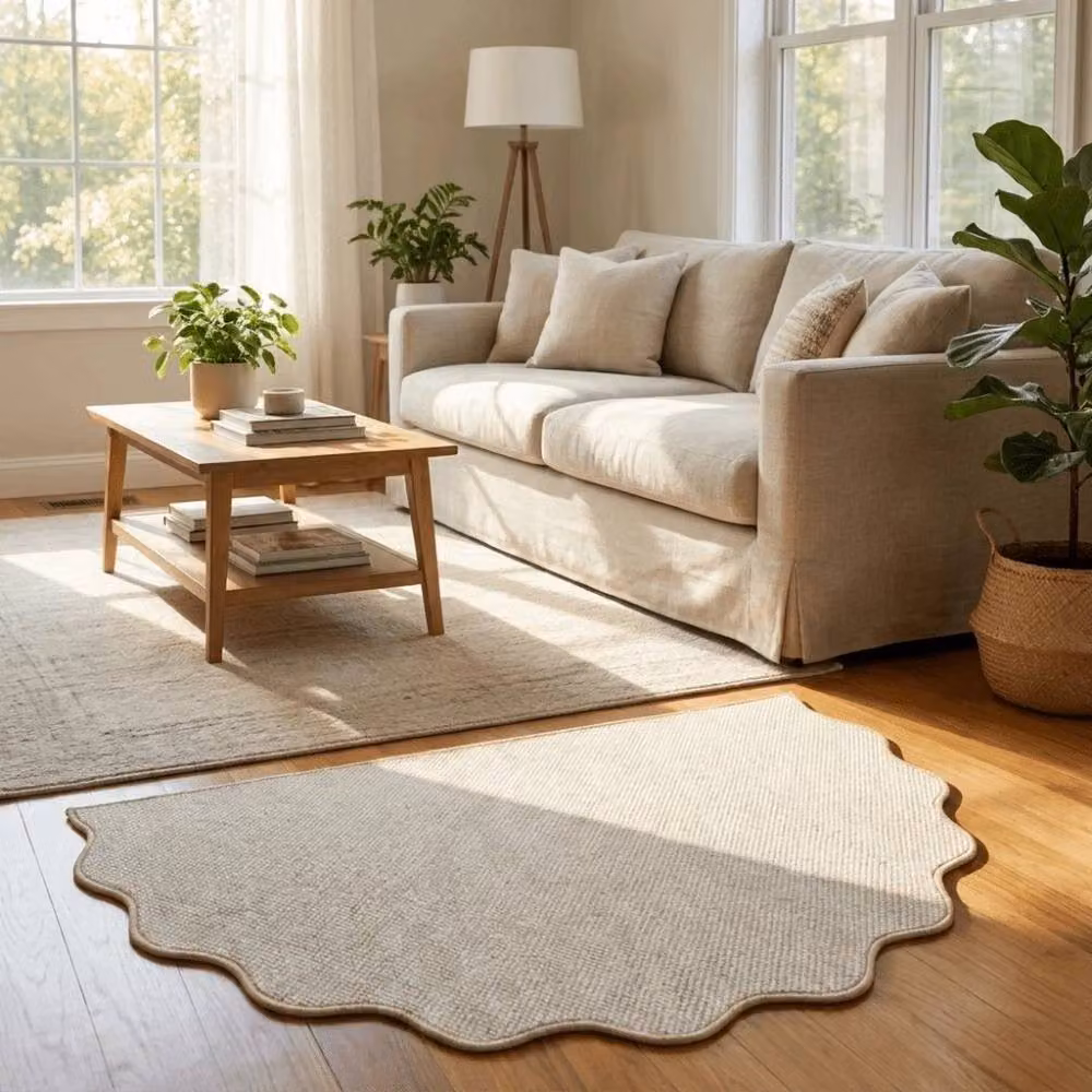 FLAVORA White Irregular Sisal Entrance Door Mat Rug with Minimalist Plain Design – 2