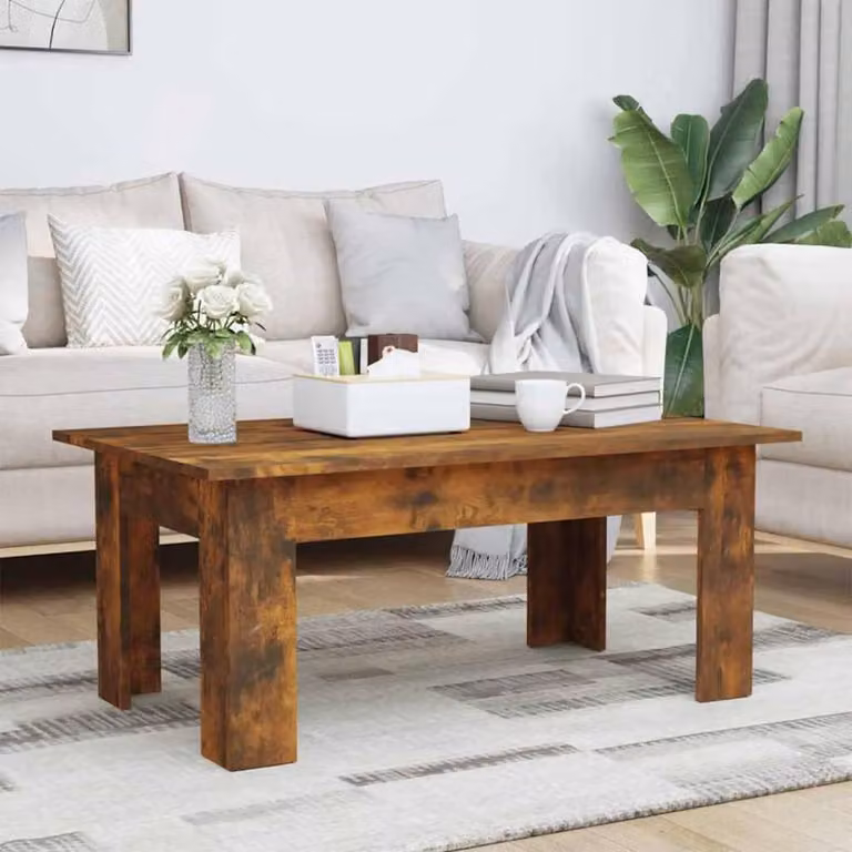 Berkfield Home Modern Rectangular Coffee Table in Smoked Oak Brown, W/D/H: 100 x 60 x 42 cm