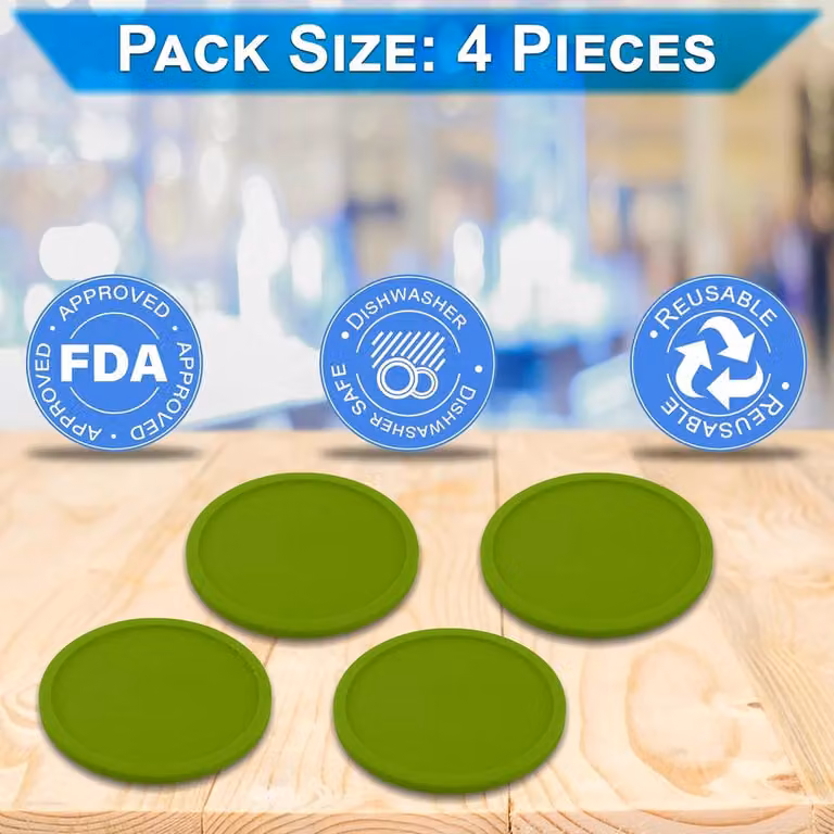 ATEK Non-Slip Round Silicone Coasters, Grey