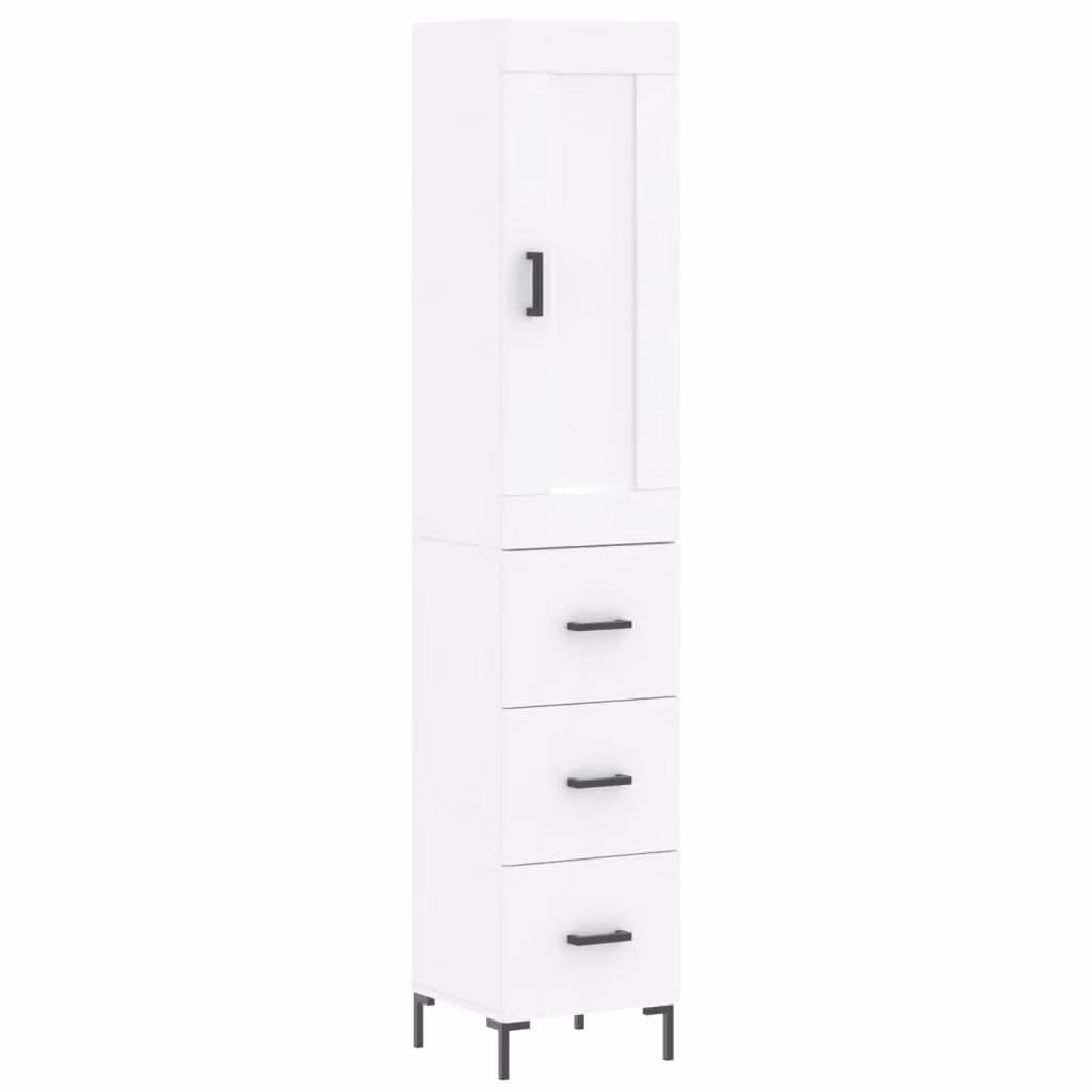 Berkfield Home White Modern Highboard, H 180 x W 34.5 x D 34 cm – 2