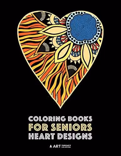 Art Therapy Coloring Book for Seniors with Heart Designs and Patterns in Multicolour – 1