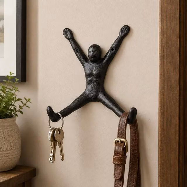 Gifts Direct 2 U Cast Iron Man Wall Hook in Matt Black