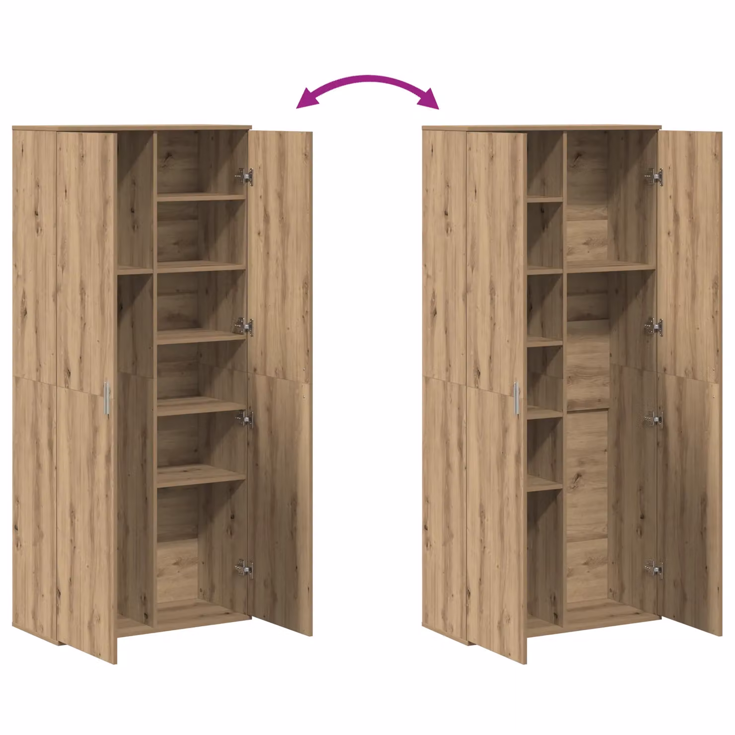 Berkfield Home Artisan Oak Highboard in Brown, W/D/H: 80 x 35 x 180 cm – 4
