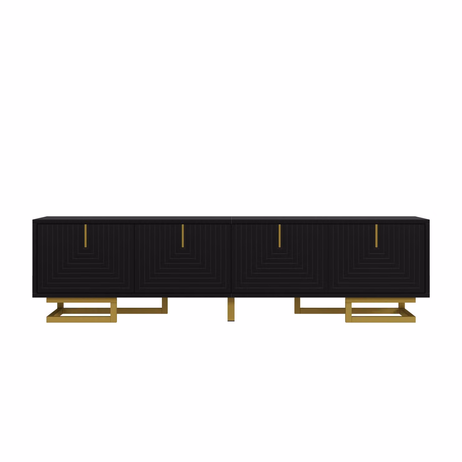 Aosom UK Stylish Black TV Cabinet with Textured Doors and Metallic Handles, W: 160 cm, D: 38 cm, H: 44.5 cm – 2