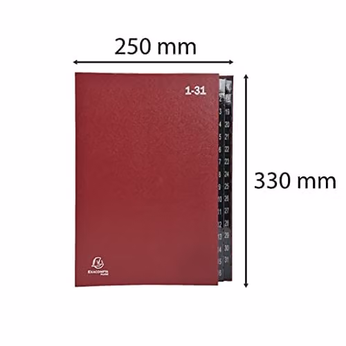 Exacompta Red Multipart File for A4 Documents with 32 Sections and Expanding Spine, 270gsm Recycled Card, Size: 250 x 330 mm – 2