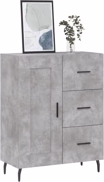 Berkfield Home Modern Sideboard in Concrete Grey, W/D/H: 69.5 x 34 x 90 cm