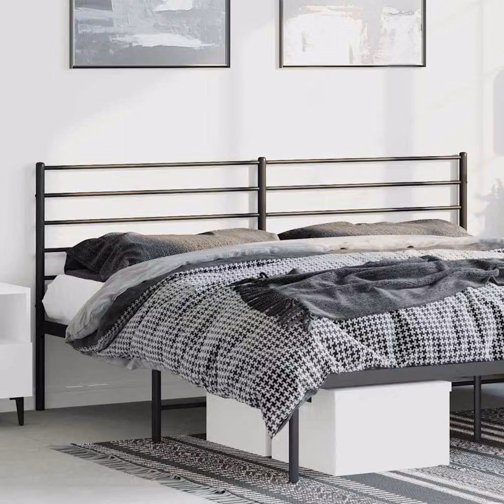 Berkfield Home Classic Metal Headboard in Black, Width: 193 cm – 2