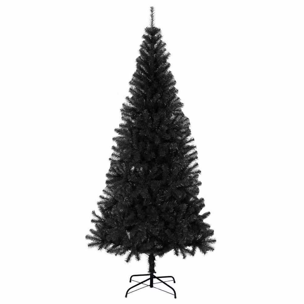 Berkfield Home Black PVC Christmas Tree with 300 LEDs and Stand, Height: 210 cm – 3