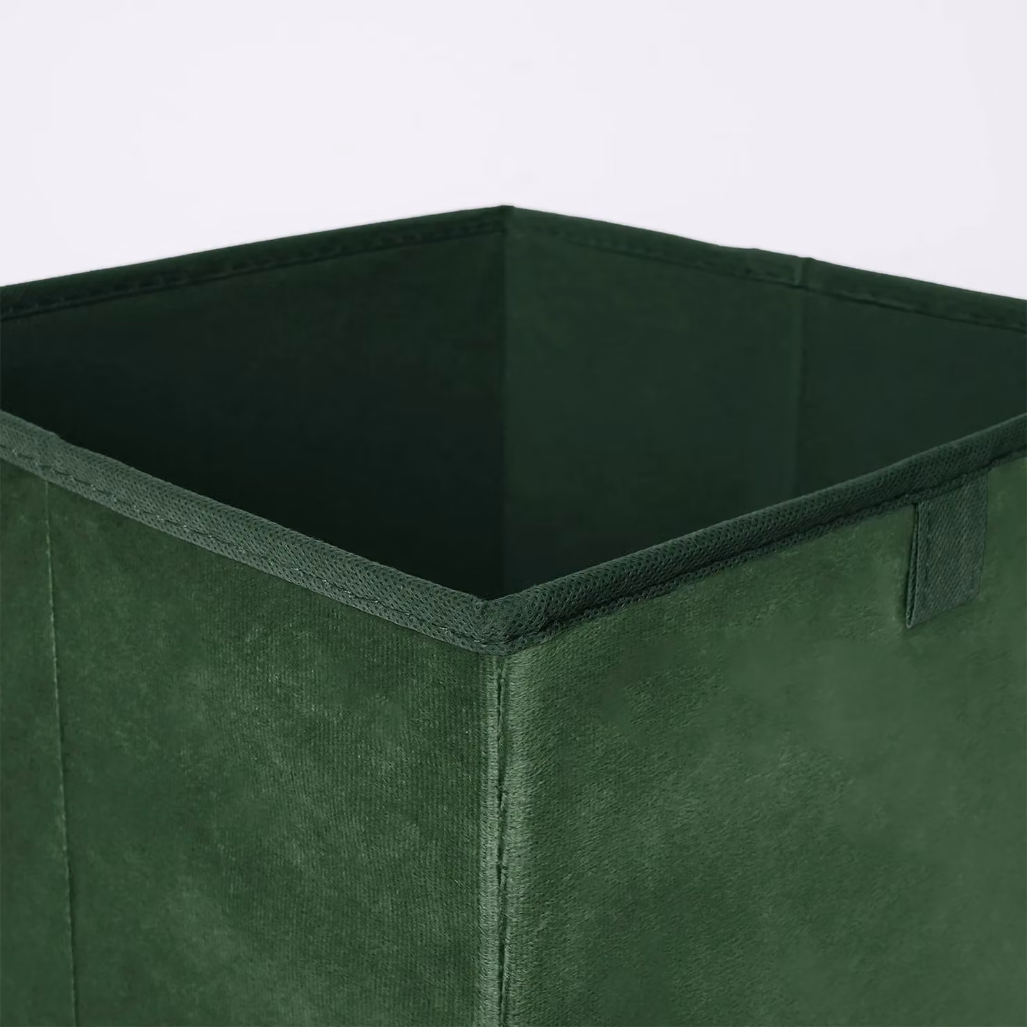 OHS Pack of 2 Matte Velvet Collapsible Storage Boxes in Green, W/D/H: 27.0 x 27.0 x 27.0 cm – 6