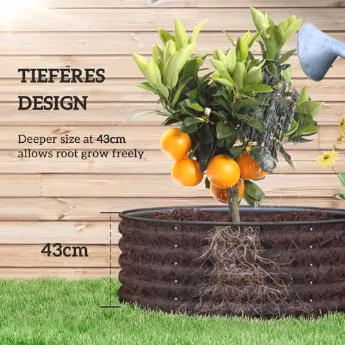 Outsunny Galvanised Steel Raised Garden Bed, Grey, W/D/H: 120 x 120 x 43 cm – 3