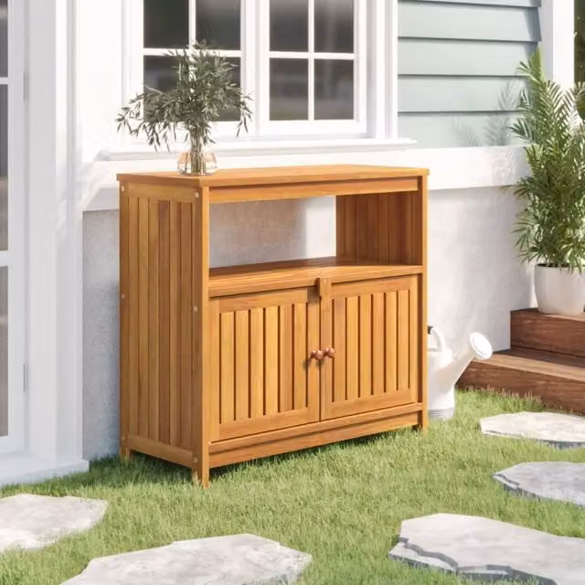 Berkfield Home Garden Console Table in Brown Solid Acacia Wood, W/D/H: 80 x 35 x 75 cm – 1