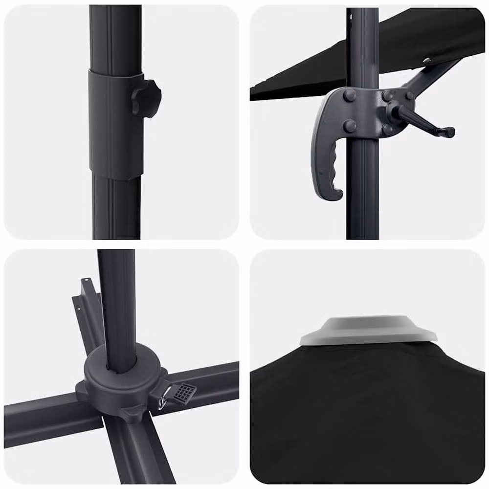 Berkfield Home Roma Modern Cantilever Parasol in Black Aluminium, W/D/H: 286 x 285 x 265 cm – 5