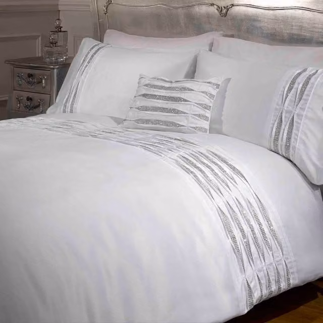 Rapport Home Crystal Cushion Cover Filled Boudoir in White