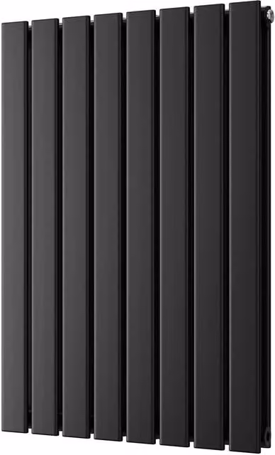 UK Radiators Typhoon Black Flat Tube Horizontal Designer Radiator, W: 54.4 cm, H: 80.0 cm