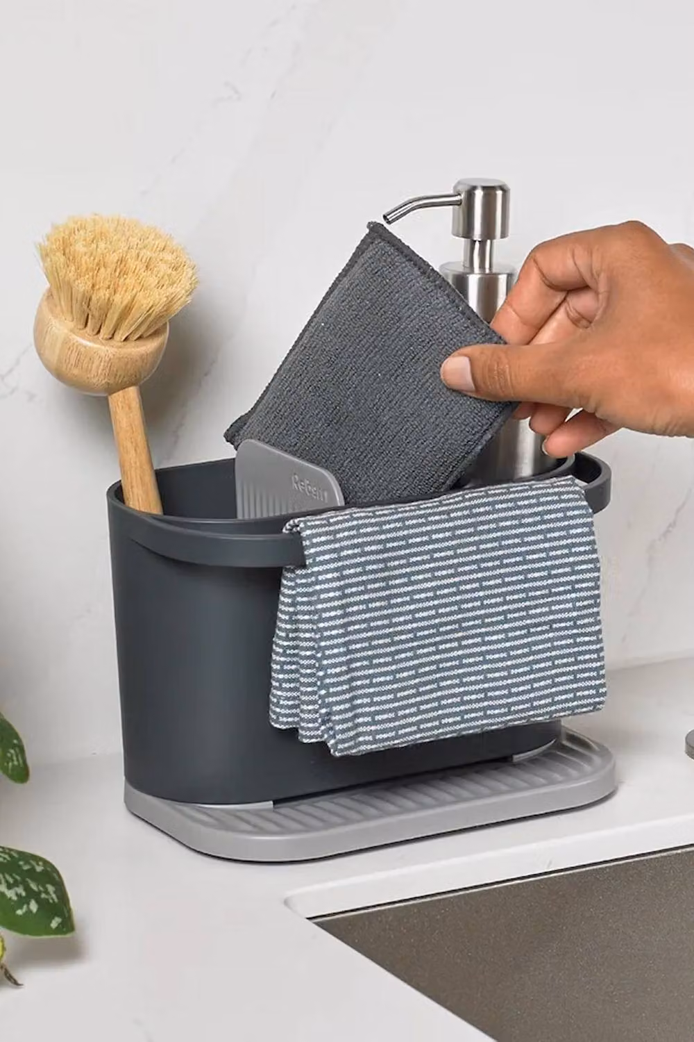 ReBorn Washing Up Bowl and Sink Tidy Bundle in Dark Grey – 2