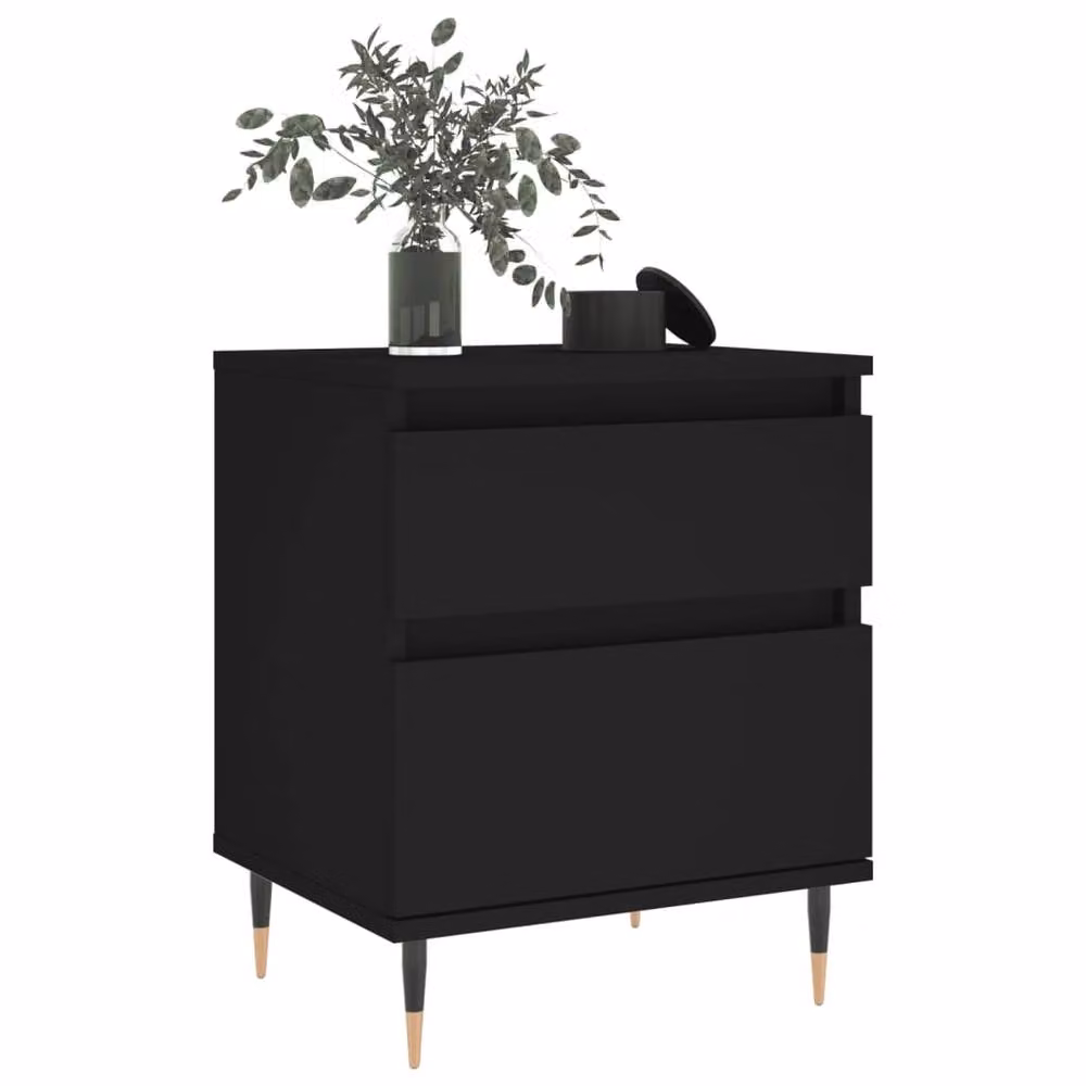 Berkfield Home Modern Bedside Cabinets, 2 Piece Set in Black, W/D/H: 40 x 35 x 50 cm – 3