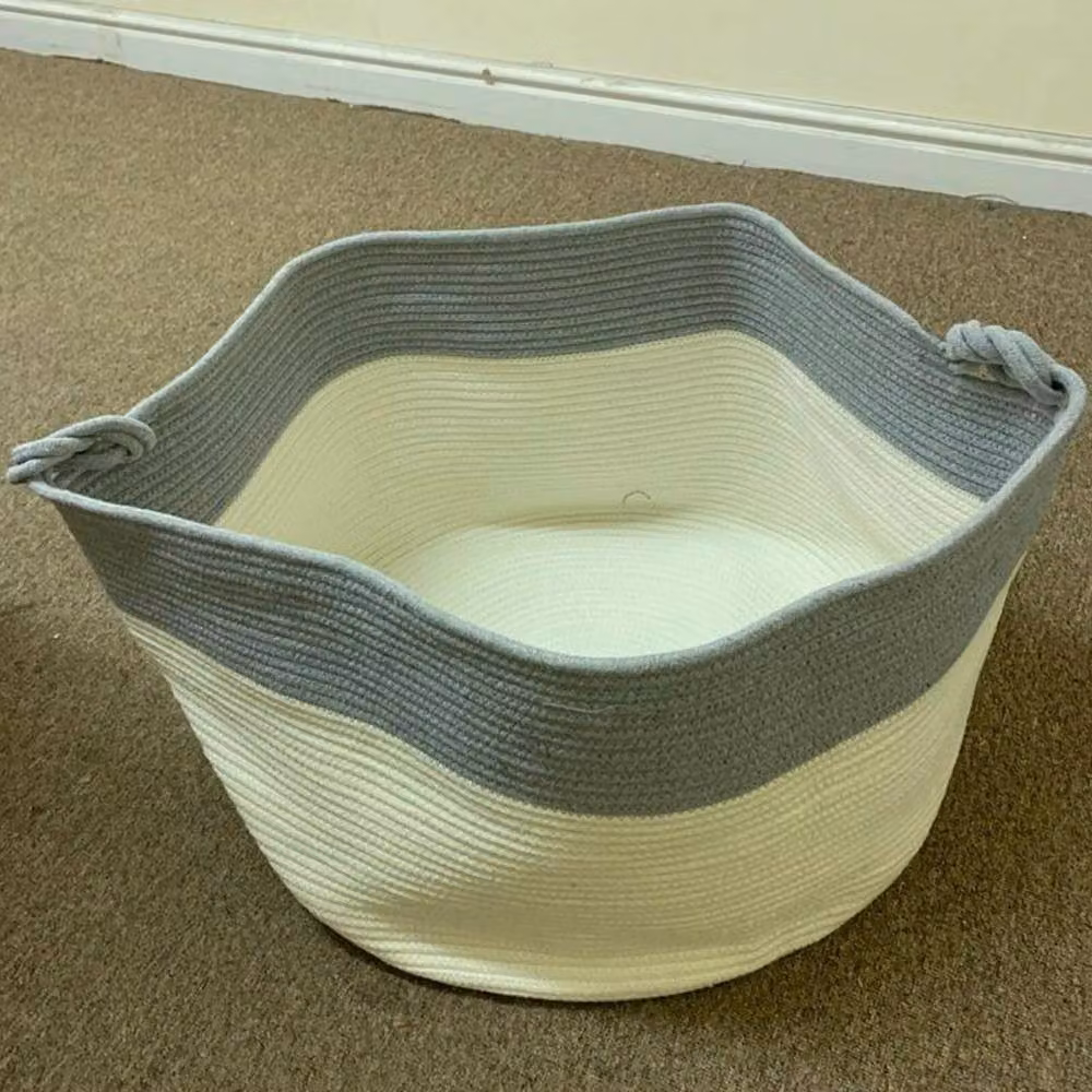 SPETLEK Collapsible Cotton Fabric Laundry Basket for Blankets and Toys in White – 4