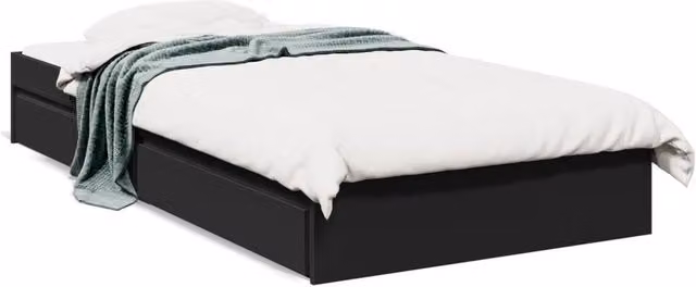 Berkfield Home Single Bed Frame with Drawers, Black, W/D/H: 90 x 190 cm