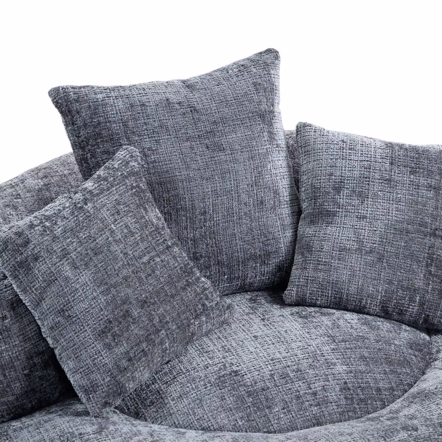 Aosom UK Grey Chenille Bean Bag Chair with 3 Pillows and Shredded Memory Foam Filling, W/D/H: 108 x 108 x 52 cm – 5