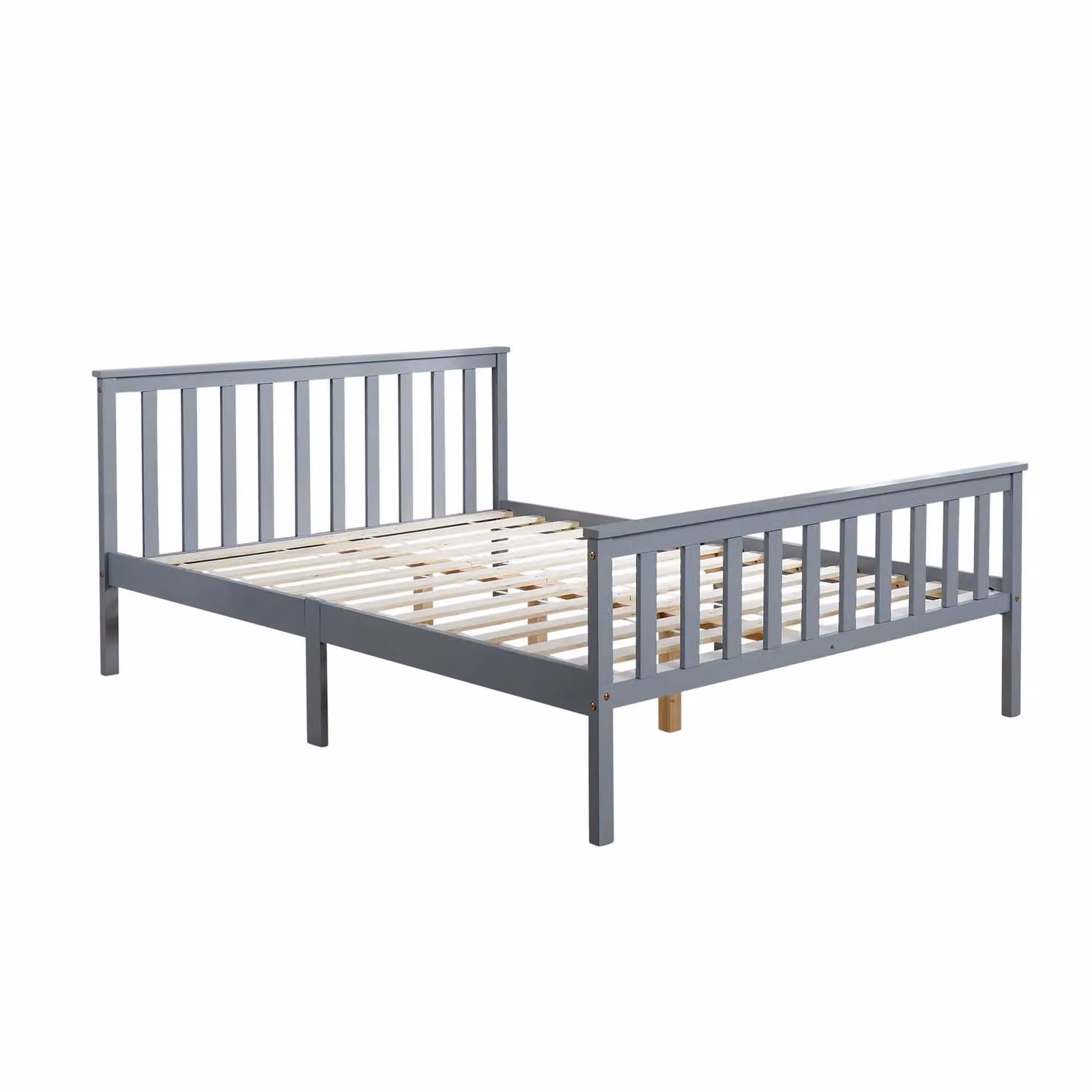 Home Source Florida Small Double Pine Wooden Slatted Bed Base in Grey – 3