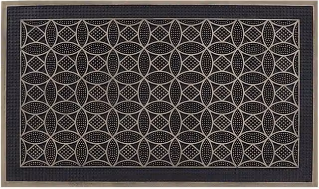 JVL Havana Black Rubber Pin Doormat, W: 45 cm, D: 75 cm