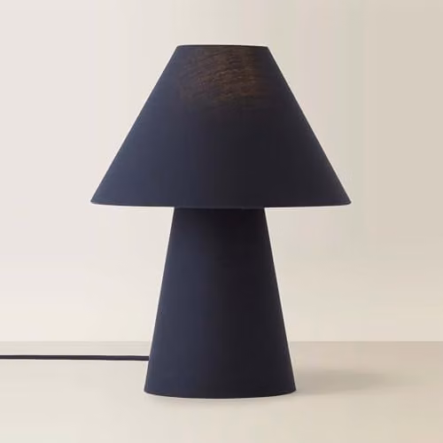 ValueLights Freddie Blue Fabric Tapered Cone Table Lamp