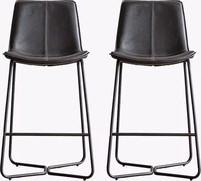 Perch & Parrow Industrial Metal Bar Stools, Set of Two, Grey and Black