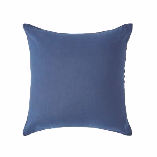 Homescapes European Linen and Combed Cotton Pillowcase, Blue/Green, W/D/H: 40 x 40 x 40 cm – 1