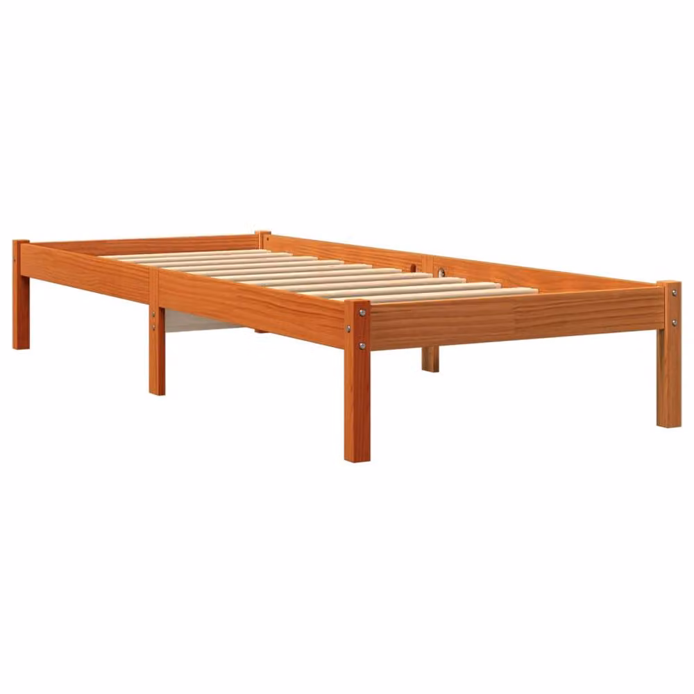 Berkfield Home Solid Wood Pine Bed Frame in Waxed Brown, W/D/H: 100 x 200 cm – 3