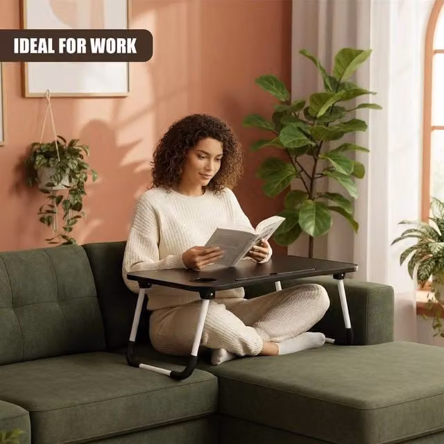 EONLION Portable Foldable Laptop Desk Table in Black, 100 cm