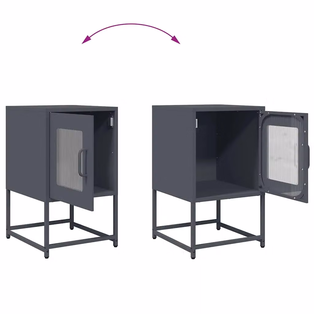 Berkfield Home Anthracite Bedside Cabinet in Matt Cold-rolled Steel W/D/H: 36 x 39 x 60.5 cm – 4