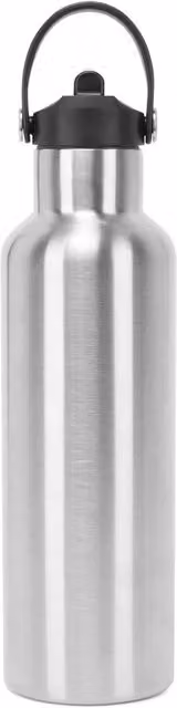 TriDri Silver Plain Flip Up Straw Water Bottle, 260 ml