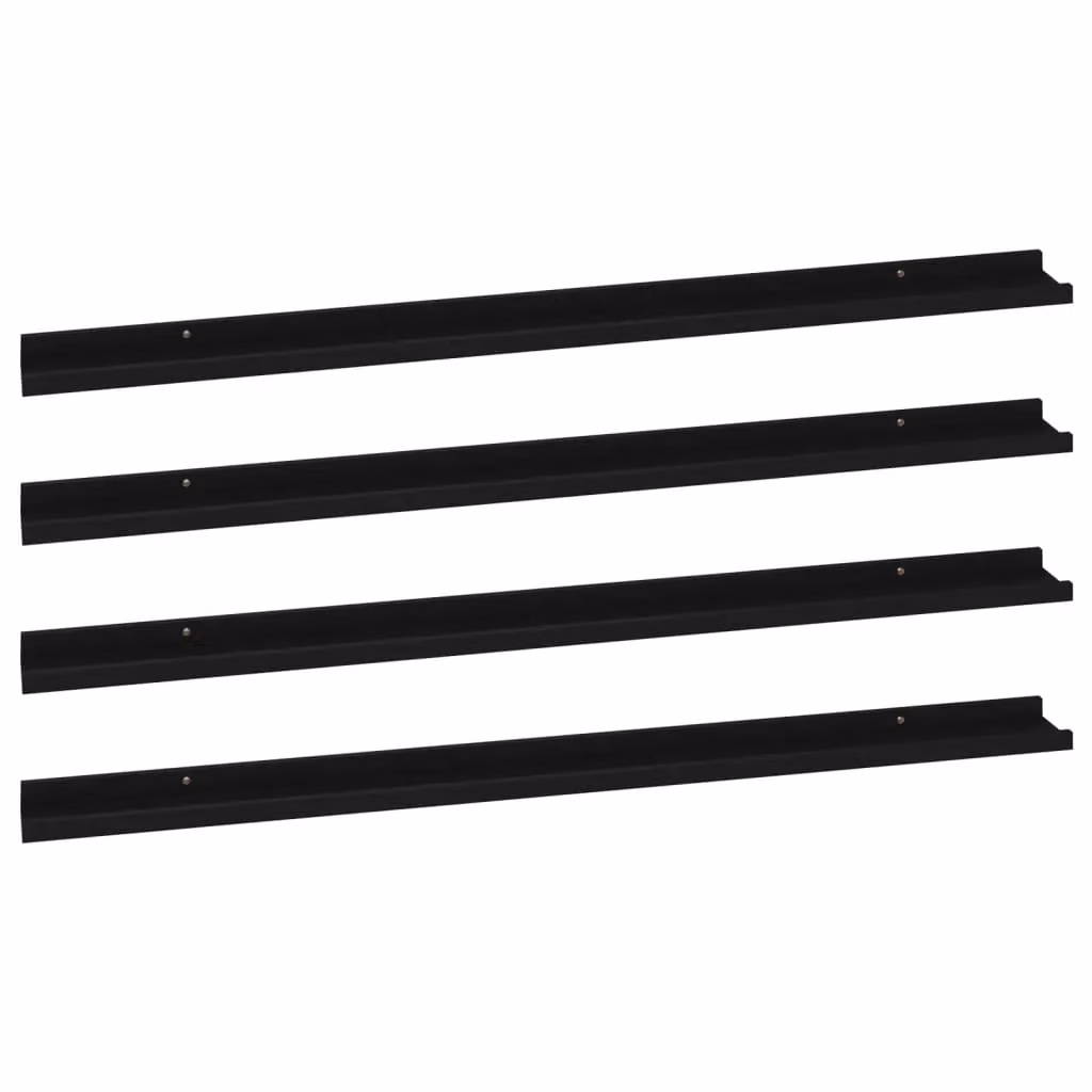 Berkfield Home Wall Mounted Shelves, 4 Piece Set, Black, W: 115 cm, D: 9 cm, H: 3 cm – 2