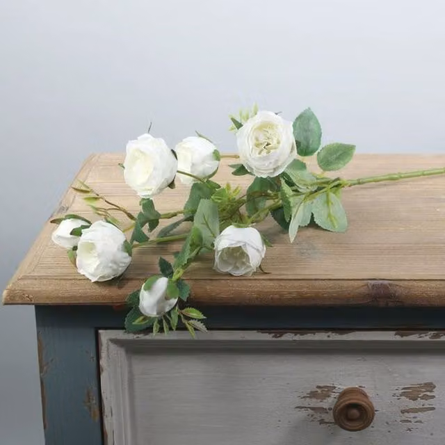 Kingsbury Gifts Artificial White Peony Rose Spray