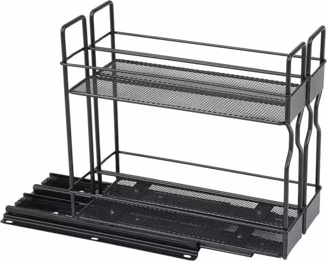 Garden Sanctuary Metal Slide-Out Spice Rack for Cabinets in Black