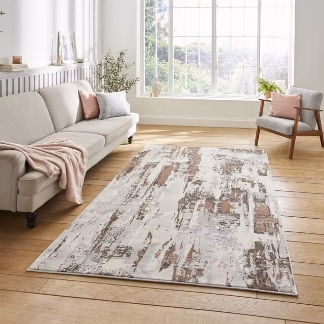 Terrys Modern Abstract Machine Woven Rectangular Rug in Grey