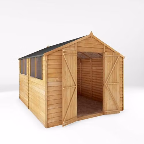 Mercia Brown Overlap Apex Double Door Garden Shed with Gable Roof W/D/H: 304.8 x 212.0 x 212.0 cm – 1