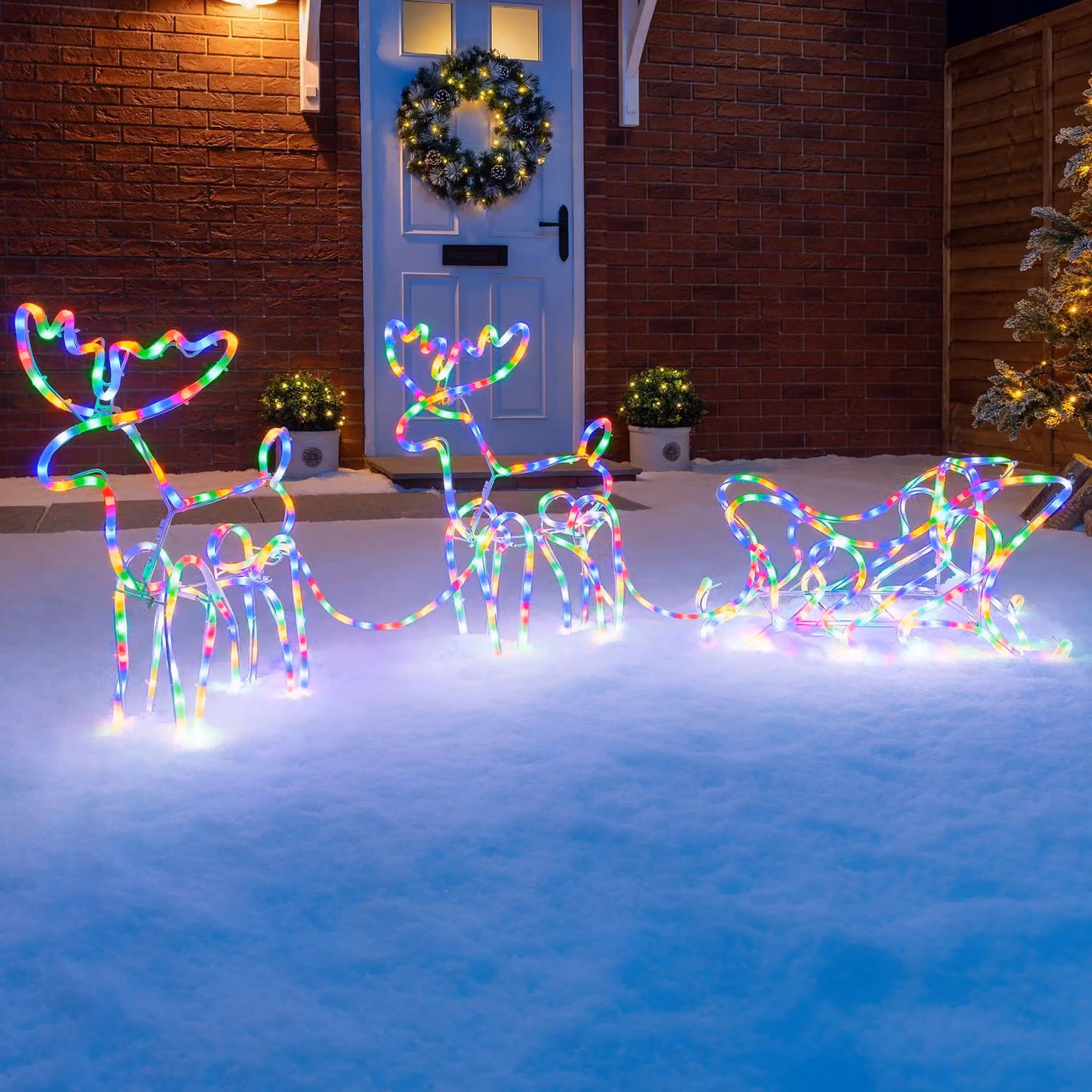 Christow Reindeer Sleigh 3D LED Rope Light Outdoor Christmas Decoration, Multicolour – 2