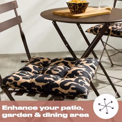 OHS 2 Pack Animal Print Outdoor Chair Seat Pads in Brown and Multicolour, W/D/H: 40 x 40 x 40 cm – 3