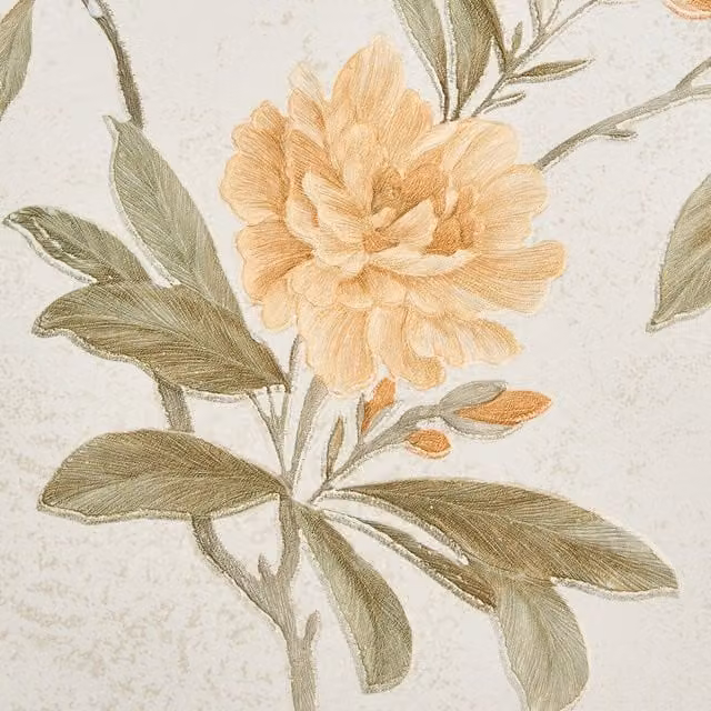 Livingandhome Multicolour and White Vintage Floral Botanical Non-Woven 3D Embossed Wallpaper Roll