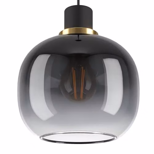 Eglo Oilella Glass and Metal Suspended Pendant Light in Black and Grey – 3