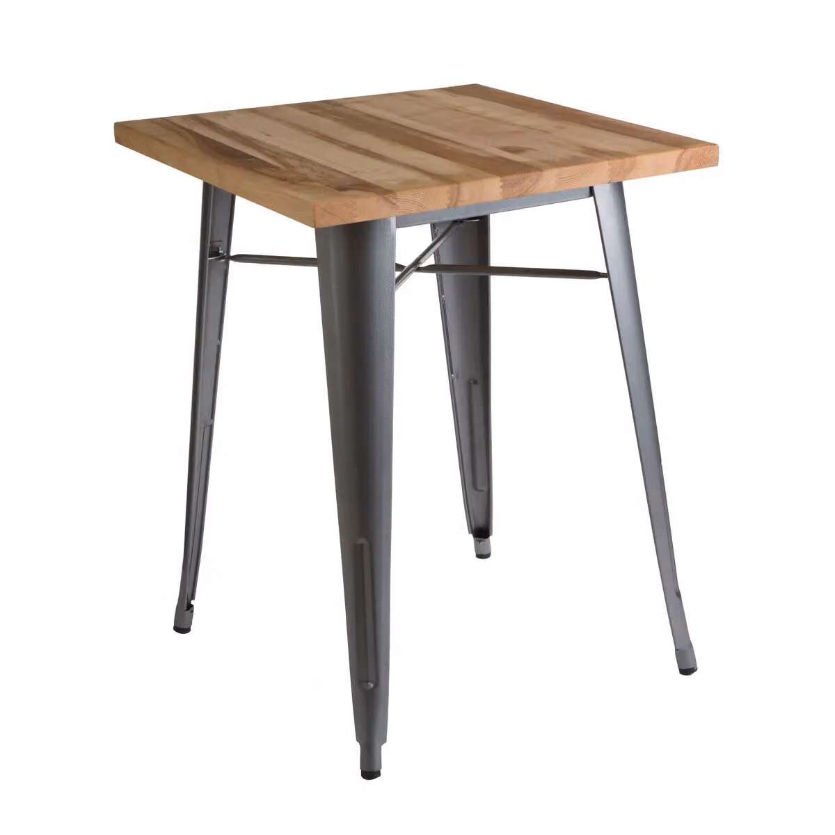 Orsina Industrial Black and Silver Side Table in Ash Wood and Metal, W/D/H: 60 x 60 x 76 cm – 2
