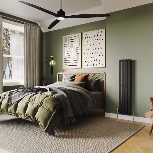 UK Radiators Typhoon Black Flat Tube Vertical Designer Radiator, H 120 cm x W 27.2 cm – 3
