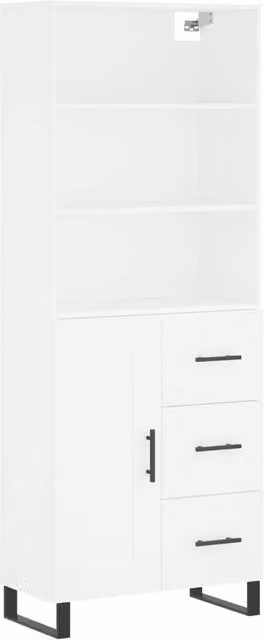 Berkfield Home White Matt Highboard with Hinged Doors and Internal Shelves, W/D/H: 69.5 x 34 x 180 cm