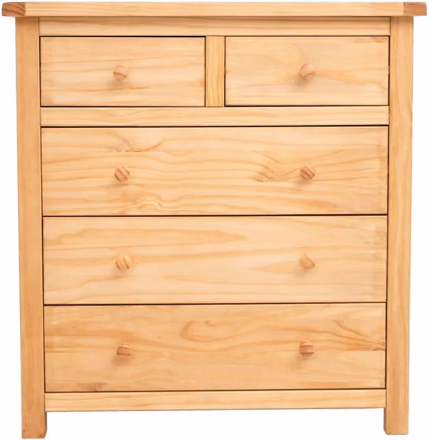 Cabinet Bits Lugo Rustic Brown Waxed Pine 5 Drawer Chest of Drawers