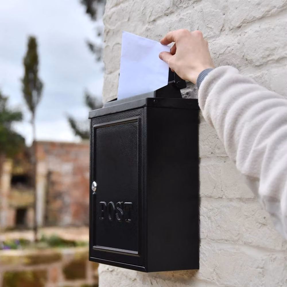 NESTLUNE Black Simplistic Locking Wall Mounted Post Box – 5