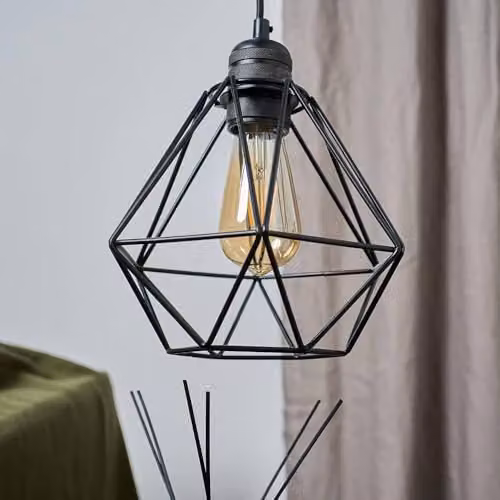MiniSun Retro Style Black Metal Basket Lantern Pendant Light Shades, Set of 2, Shade Width: 23.5 cm – 5