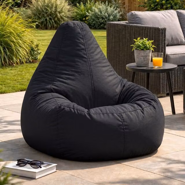 icon Dalton High Back Adult Gaming Bean Bag Chair for Indoor and Outdoor Use, Black