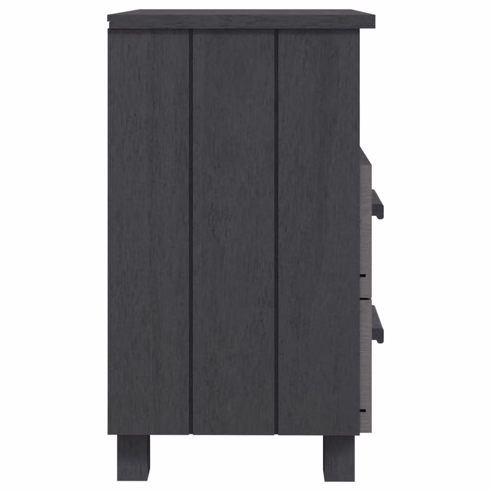 Berkfield Home HAMAR Bedside Cabinet in Dark Grey Solid Wood Pine, W/D/H: 40 x 35 x 62 cm – 3